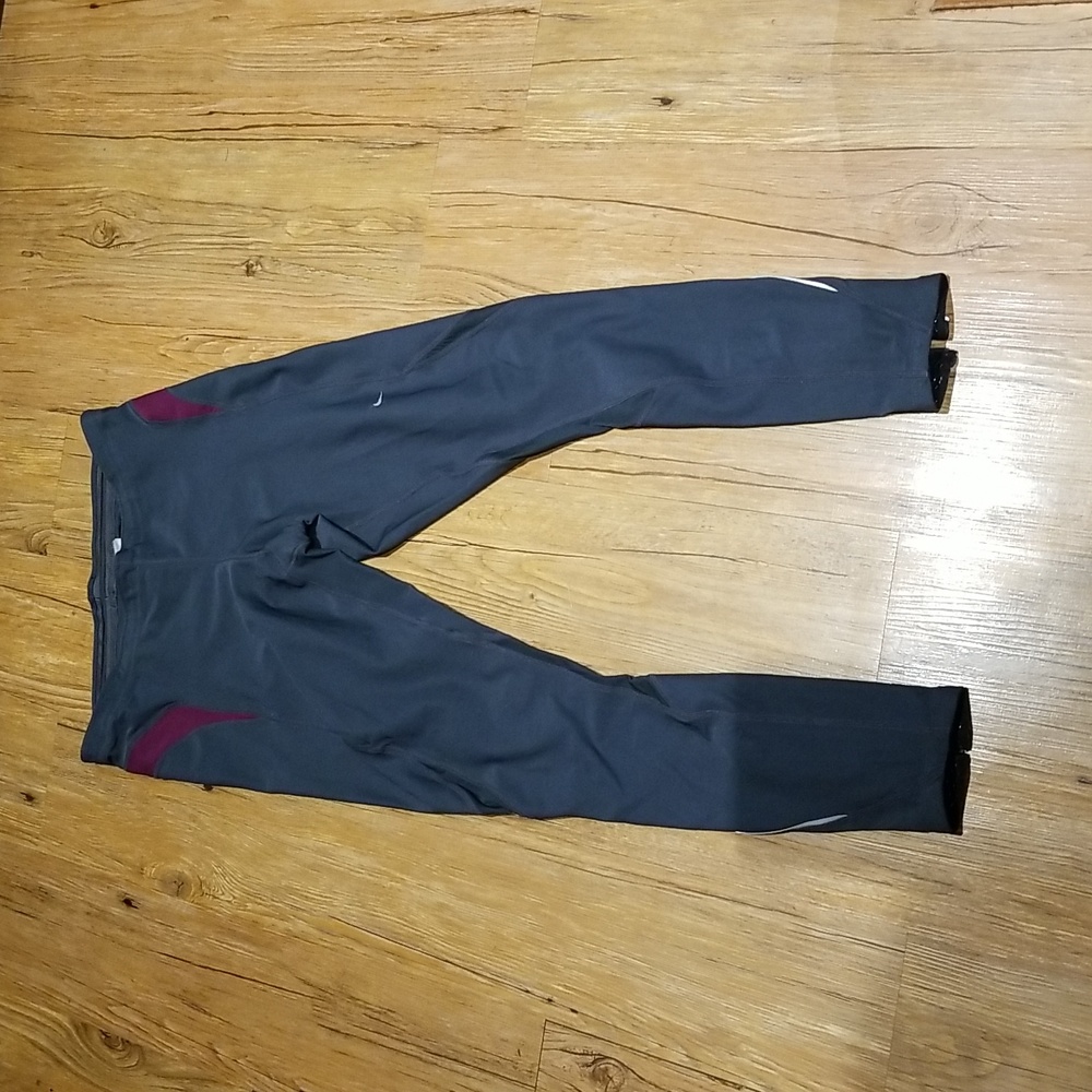 Nike Fitdry reflective running leggings NWTS szXL grey/plum